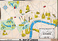 Kart over sentrale London. Map of Central London<br>Kunstner: Mary Epps<br>Forlag: H. Aschehoug & Co., Oslo                               
