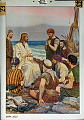 Beskrivelse: Jesus i samtale med disiplene om fisking.<br>Kunstner: W. C. Simmonds<br>Forlag: Parmanns læremiddelanstalt, Kristiania. Årstall 1904.                               