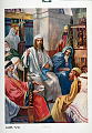 Beskrivelse: Jesus i synagogen i Nazaret<br>Kunstner: Ukjent<br>Forlag: Parmanns Læremiddelanstalt, Kristiania                             