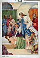 Beskrivelse: Jesus oppvekker Jairus`s datter, Markus 5, 22-43 <br>Kunstner: Ukjent<br>Forlag: Parmanns Læremiddelanstalt, Kristiania                             