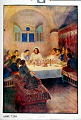 Beskrivelse: Nadverdens indstiftelse.<br>Mattæus 16, 17-30<br>Kunstner: W.H. Margetson. Årstall 1907<br>Forlag: Parmanns læremiddelanstalt, Kristiania                              